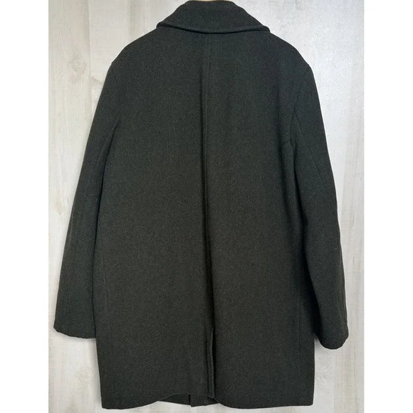 LL Bean 100% Wool Coat Quilted Lining Insulated Zip Mens XL Tall Green - Picture 3 of 8